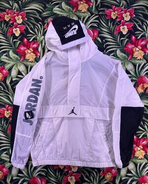Jordan Jumpman Windbreaker Jacket White/Black Size Large